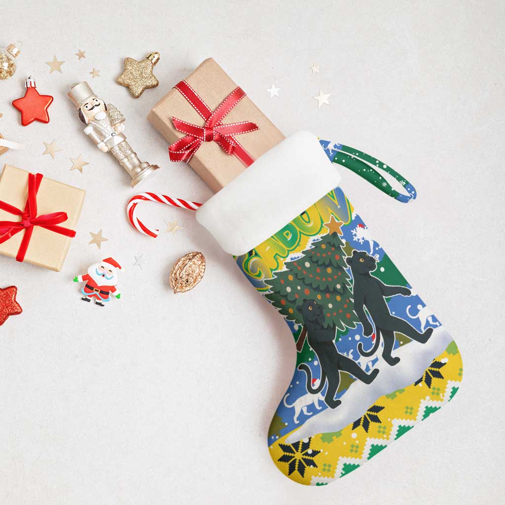 Gabon Christmas Stocking Black Panthers Carrying Tree and Snowflake - African Pride