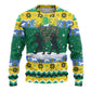 Gabon Christmas Ugly Christmas Sweater Black Panthers Carrying Tree and Snowflake - African Pride