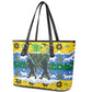Gabon Christmas Leather Tote Bag Black Panthers Carrying Tree and Snowflake - African Pride