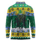 Gabon Christmas Long Sleeve Polo Shirt Black Panthers Carrying Tree and Snowflake - African Pride