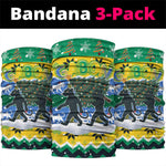 Gabon Christmas Neck Gaiter Black Panthers Carrying Tree and Snowflake - African Pride