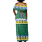 Gabon Christmas Off Shoulder Maxi Dress Black Panthers Carrying Tree and Snowflake - African Pride