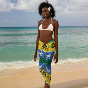Gabon Christmas Sarong Black Panthers Carrying Tree and Snowflake - African Pride