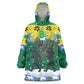 Gabon Christmas Wearable Blanket Hoodie Black Panthers Carrying Tree and Snowflake - African Pride
