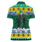 Gabon Christmas Women Polo Shirt Black Panthers Carrying Tree and Snowflake - African Pride