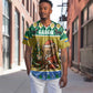 Gabon Christmas Baseball Jersey Pixel Art Elephant Santa Christmas Tree and Flag - African Pride