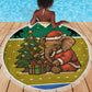 Gabon Christmas Beach Blanket Pixel Art Elephant Santa Christmas Tree and Flag - African Pride