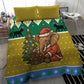 Gabon Christmas Bedding Set Pixel Art Elephant Santa Christmas Tree and Flag - African Pride