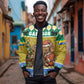Gabon Christmas Bomber Jacket Pixel Art Elephant Santa Christmas Tree and Flag - African Pride