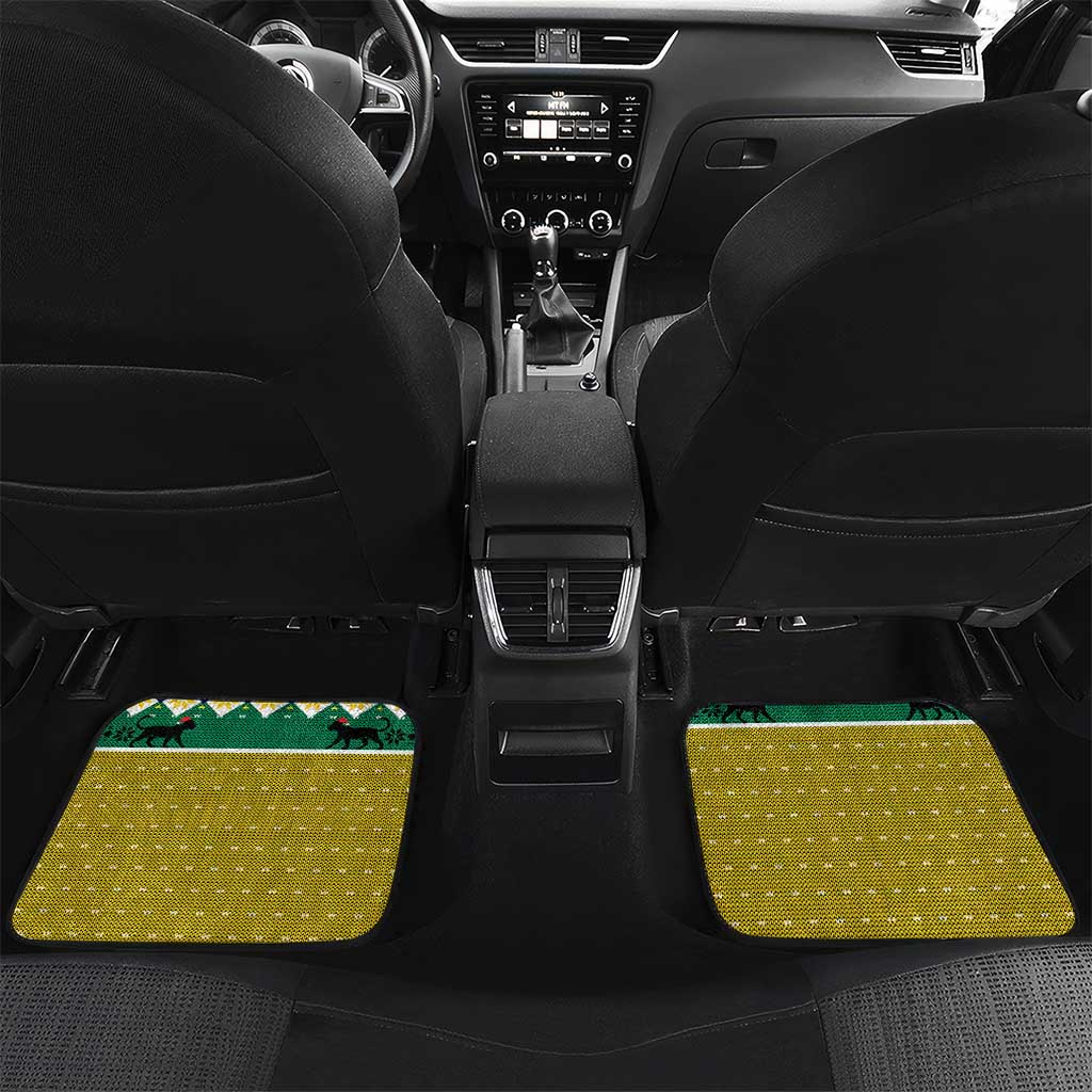 Gabon Christmas Car Mats Pixel Art Elephant Santa Christmas Tree and Flag - African Pride