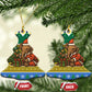 Gabon Christmas Ceramic Ornament Pixel Art Elephant Santa Christmas Tree and Flag - African Pride