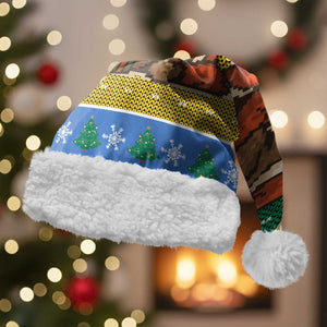 Gabon Christmas Santa Hat Pixel Art Elephant Santa Christmas Tree and Flag - African Pride