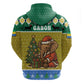 Gabon Christmas Hoodie Pixel Art Elephant Santa Christmas Tree and Flag - African Pride