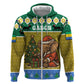 Gabon Christmas Hoodie Pixel Art Elephant Santa Christmas Tree and Flag - African Pride