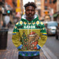 Gabon Christmas Hoodie Pixel Art Elephant Santa Christmas Tree and Flag - African Pride