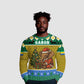 Gabon Christmas Ugly Christmas Sweater Pixel Art Elephant Santa Christmas Tree and Flag - African Pride