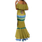 Gabon Christmas Mermaid Dress Pixel Art Elephant Santa Christmas Tree and Flag - African Pride