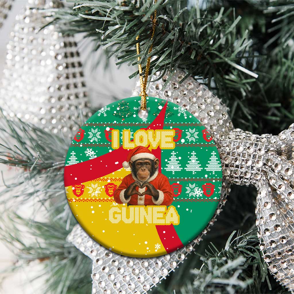 Guinea Christmas Ceramic Ornament Santa Chimpanzee Heart Hands and Snowflake - African Pride