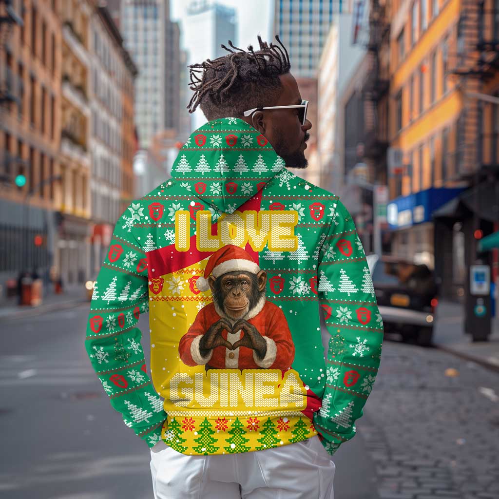 Guinea Christmas Hoodie Santa Chimpanzee Heart Hands and Snowflake - African Pride