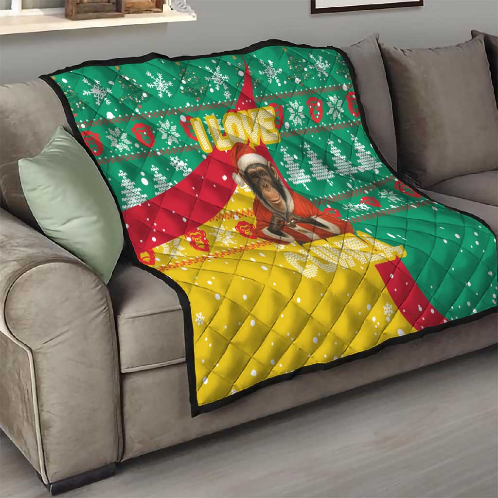 Guinea Christmas Quilt Santa Chimpanzee Heart Hands and Snowflake - African Pride