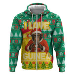 Guinea Christmas Zip Hoodie Santa Chimpanzee Heart Hands and Snowflake - African Pride