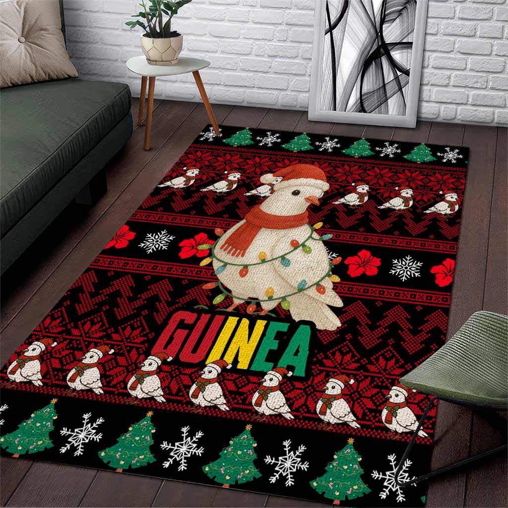 Guinea Christmas Area Rug Festive Dove String Lights and Red Black Holiday - African Pride