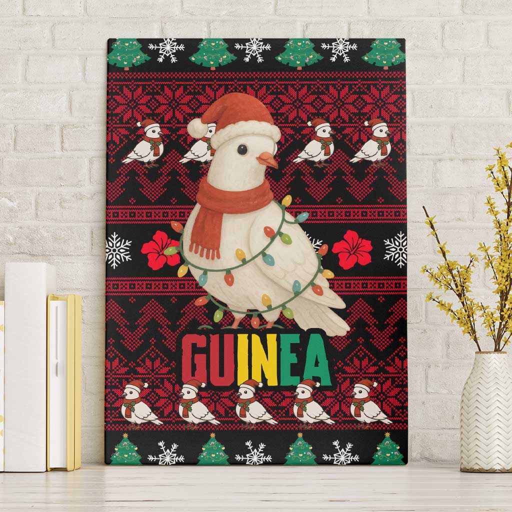 Guinea Christmas Canvas Wall Art Festive Dove String Lights and Red Black Holiday - African Pride