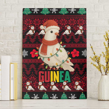 Guinea Christmas Canvas Wall Art Festive Dove String Lights and Red Black Holiday - African Pride