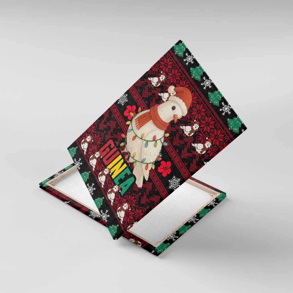 Guinea Christmas Canvas Wall Art Festive Dove String Lights and Red Black Holiday - African Pride