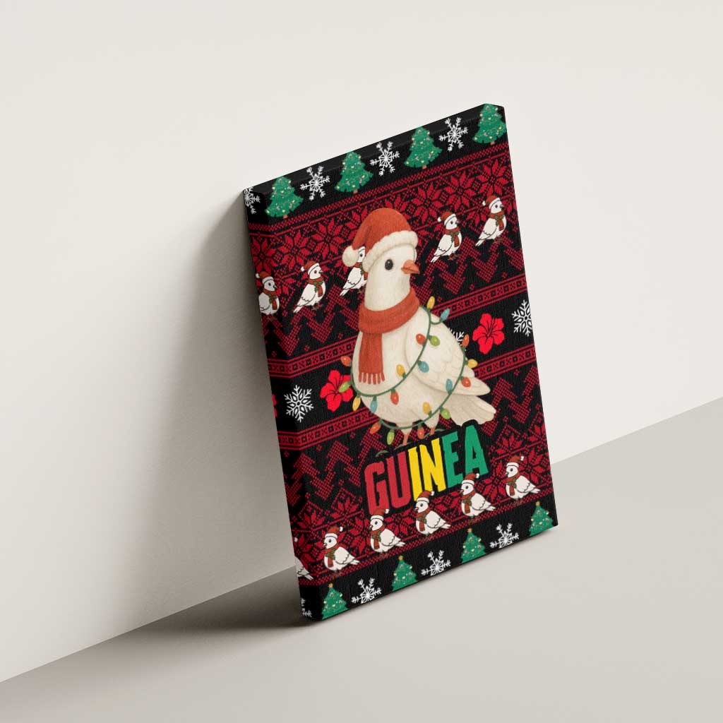 Guinea Christmas Canvas Wall Art Festive Dove String Lights and Red Black Holiday - African Pride