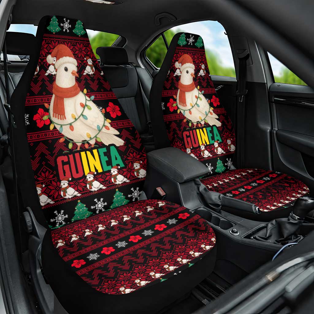 Guinea Christmas Car Seat Cover Festive Dove String Lights and Red Black Holiday - African Pride