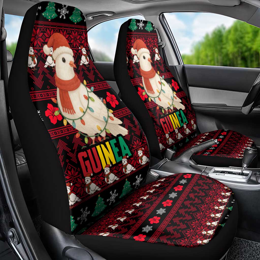 Guinea Christmas Car Seat Cover Festive Dove String Lights and Red Black Holiday - African Pride