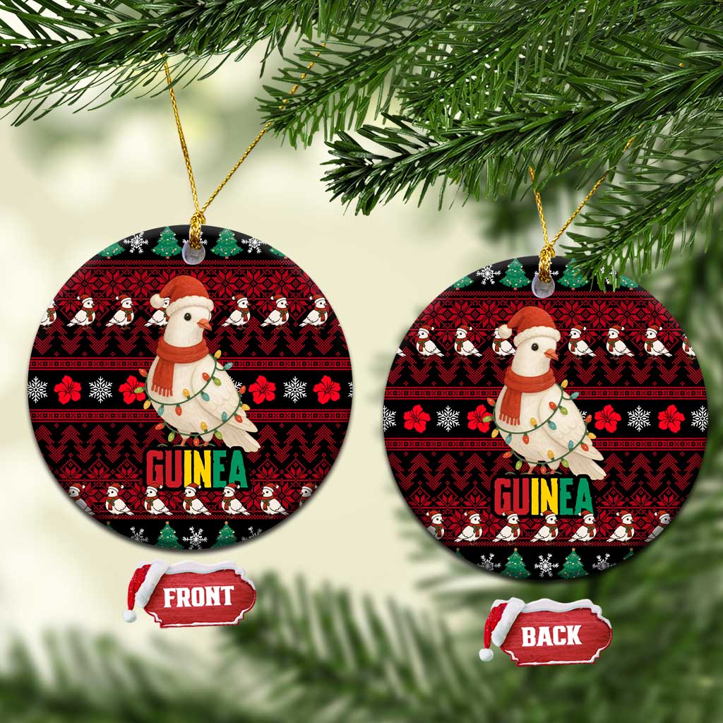 Guinea Christmas Ceramic Ornament Festive Dove String Lights and Red Black Holiday - African Pride