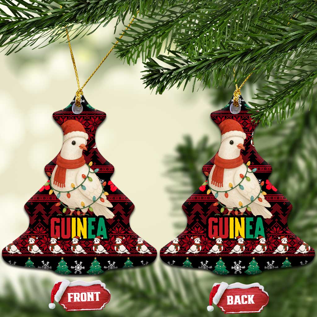 Guinea Christmas Ceramic Ornament Festive Dove String Lights and Red Black Holiday - African Pride