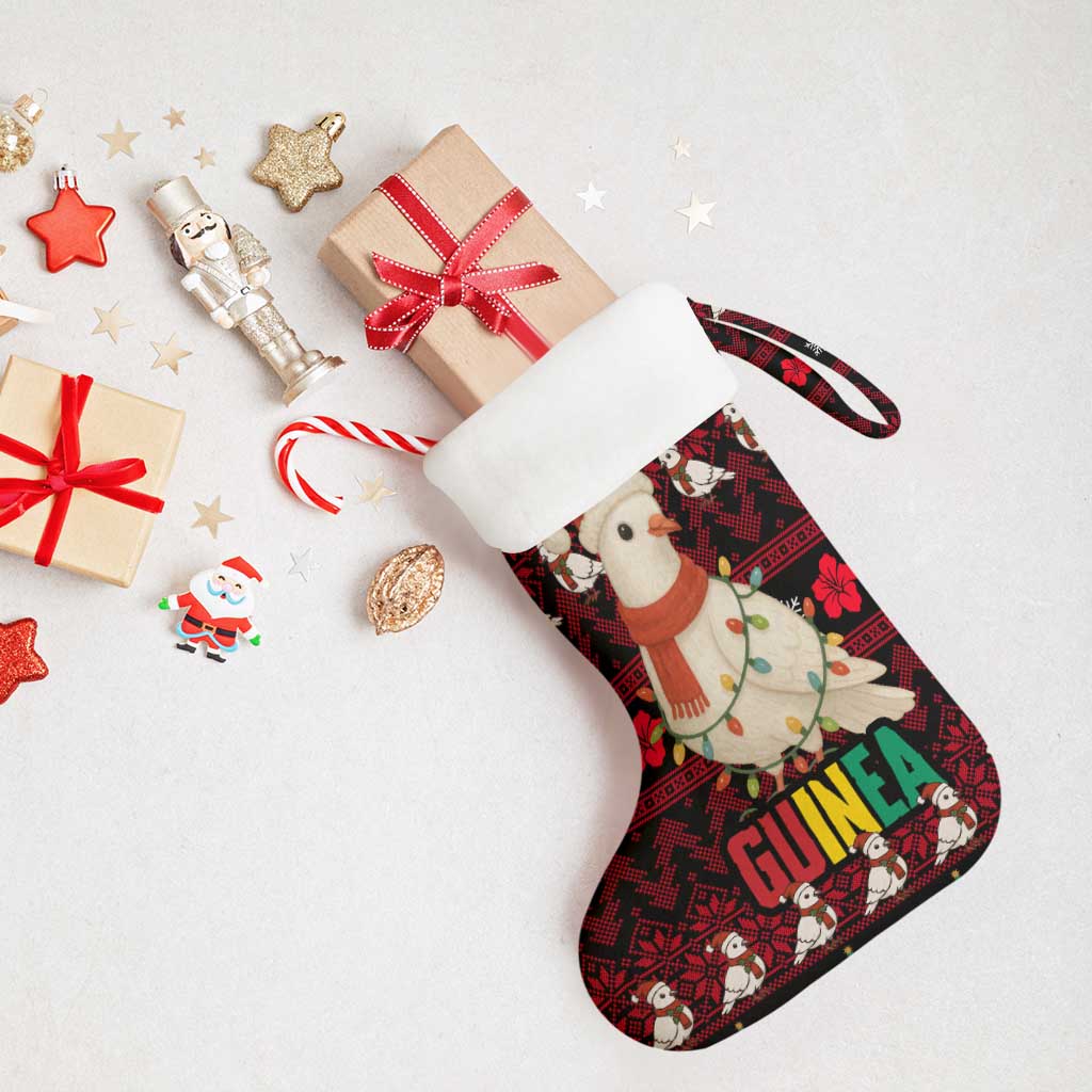Guinea Christmas Stocking Festive Dove String Lights and Red Black Holiday - African Pride