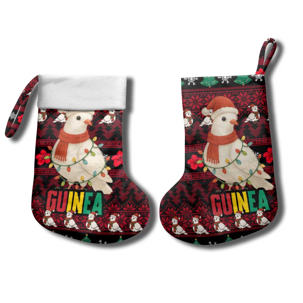 Guinea Christmas Stocking Festive Dove String Lights and Red Black Holiday - African Pride