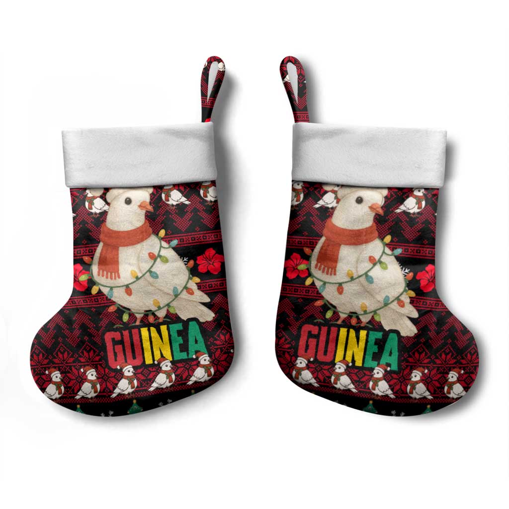 Guinea Christmas Stocking Festive Dove String Lights and Red Black Holiday - African Pride