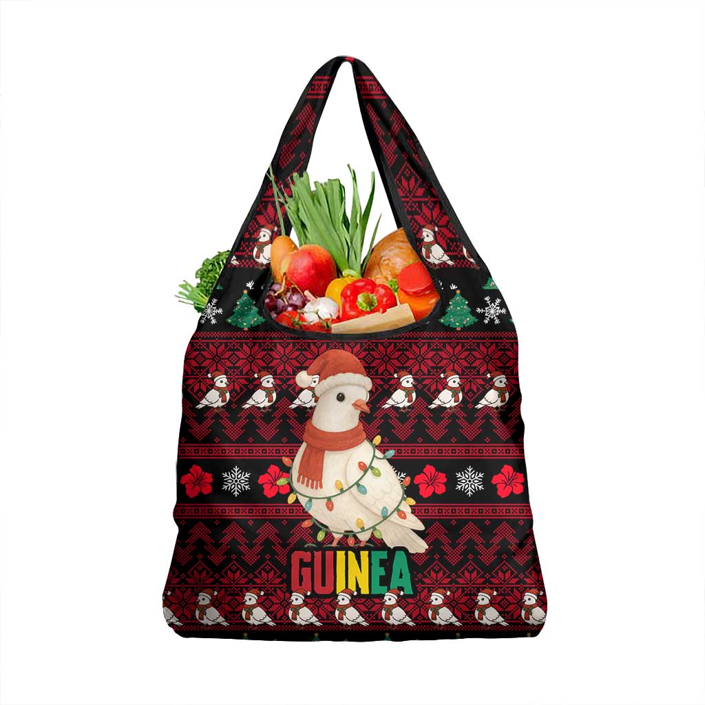 Guinea Christmas Grocery Bag Festive Dove String Lights and Red Black Holiday - African Pride
