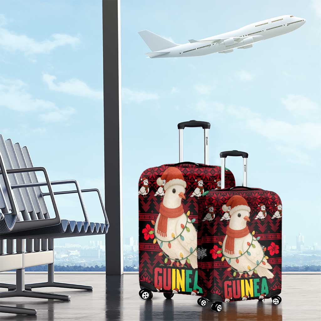 Guinea Christmas Luggage Cover Festive Dove String Lights and Red Black Holiday - African Pride