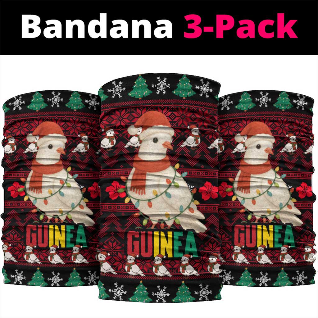 Guinea Christmas Neck Gaiter Festive Dove String Lights and Red Black Holiday - African Pride