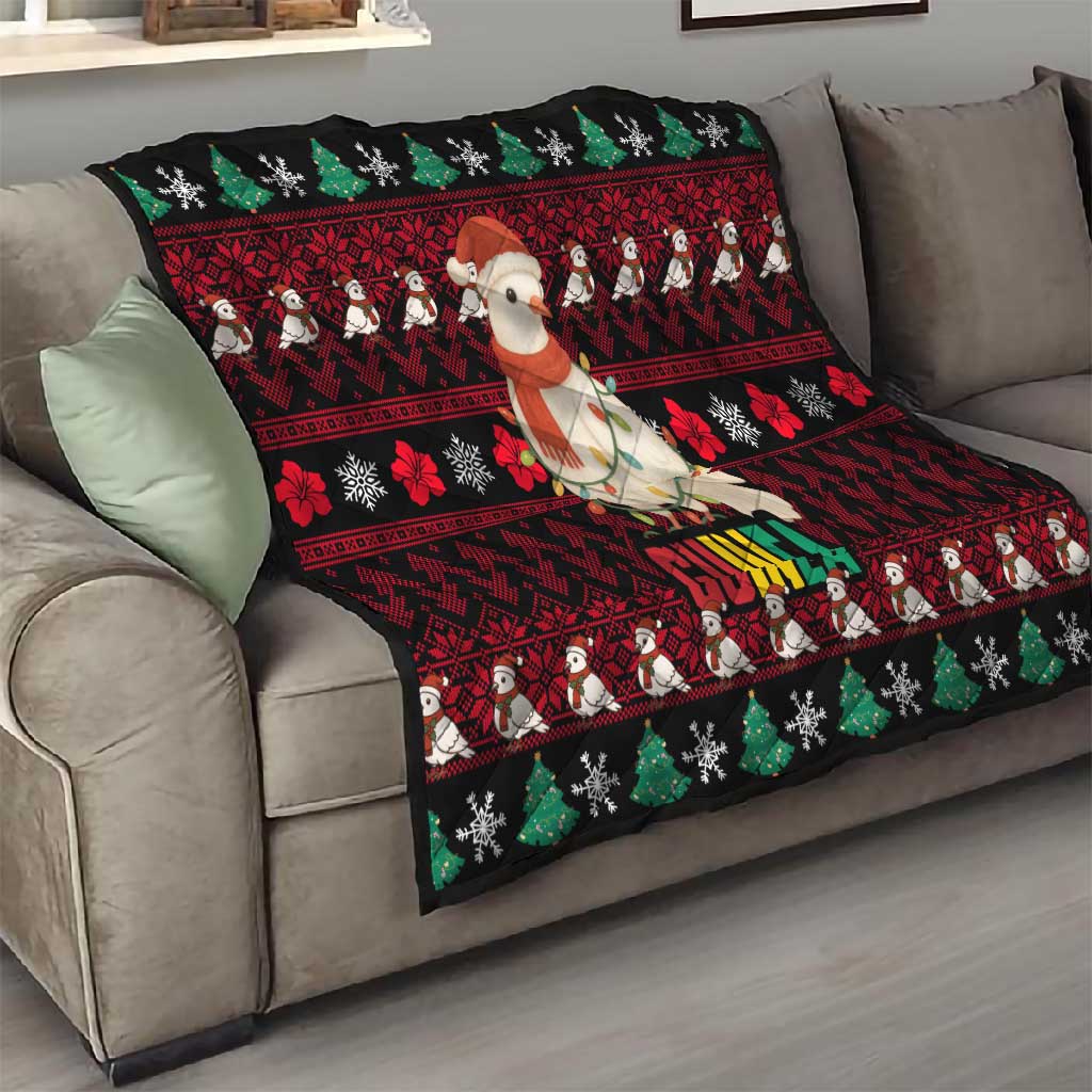 Guinea Christmas Quilt Festive Dove String Lights and Red Black Holiday - African Pride