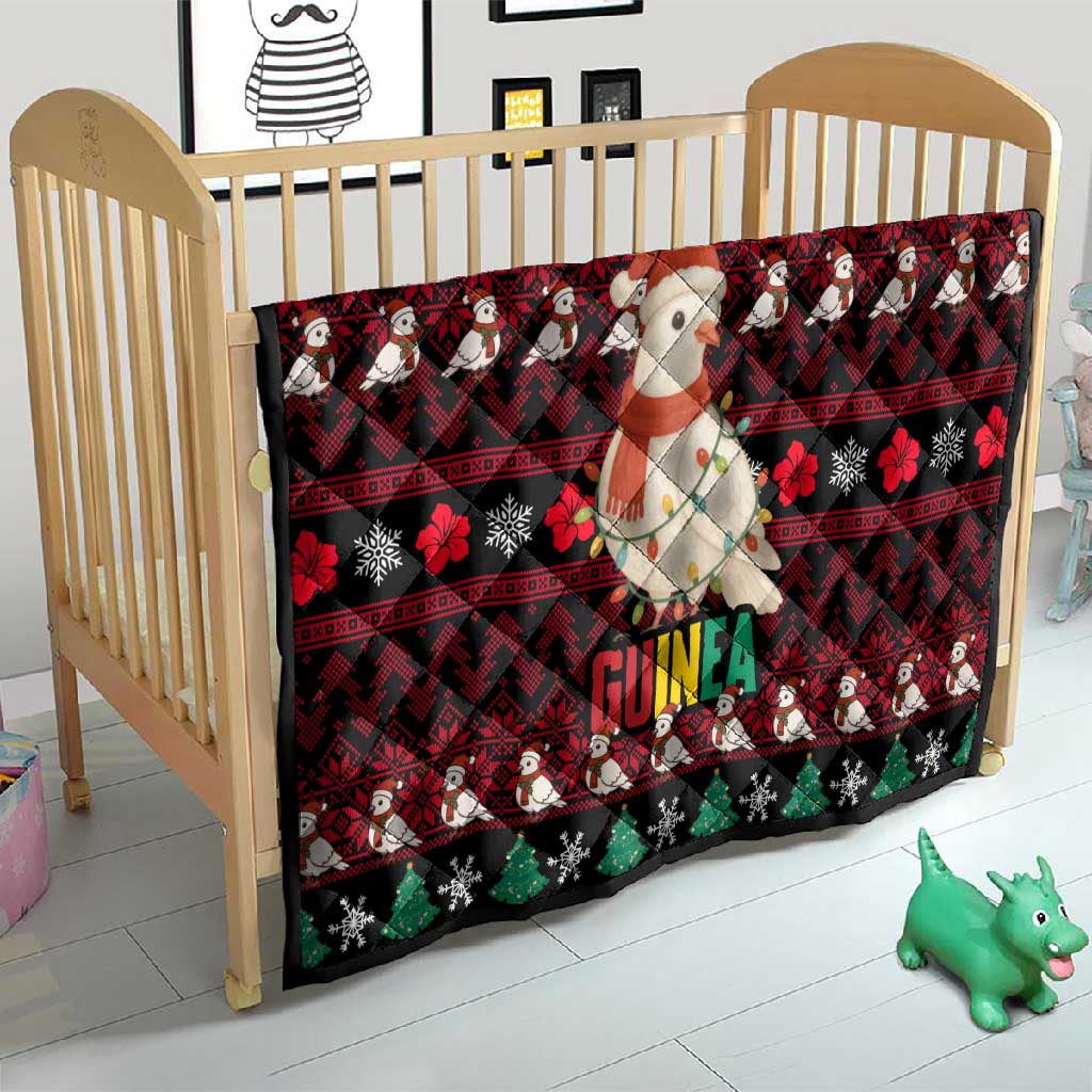 Guinea Christmas Quilt Festive Dove String Lights and Red Black Holiday - African Pride