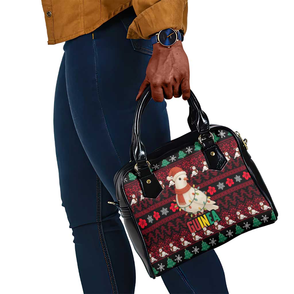 Guinea Christmas Shoulder Handbag Festive Dove String Lights and Red Black Holiday - African Pride