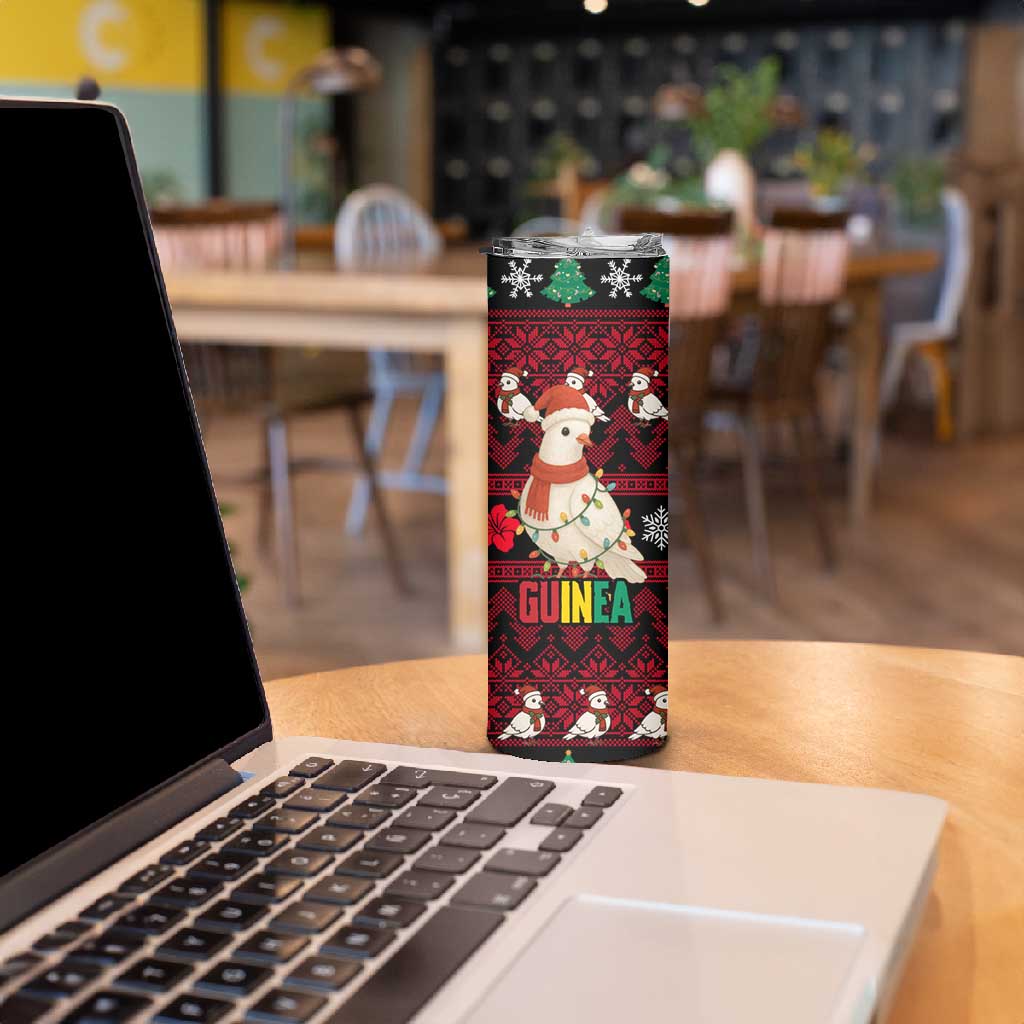 Guinea Christmas Skinny Tumbler Festive Dove String Lights and Red Black Holiday - African Pride