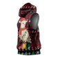 Guinea Christmas Sleeveless Hoodie Festive Dove String Lights and Red Black Holiday - African Pride