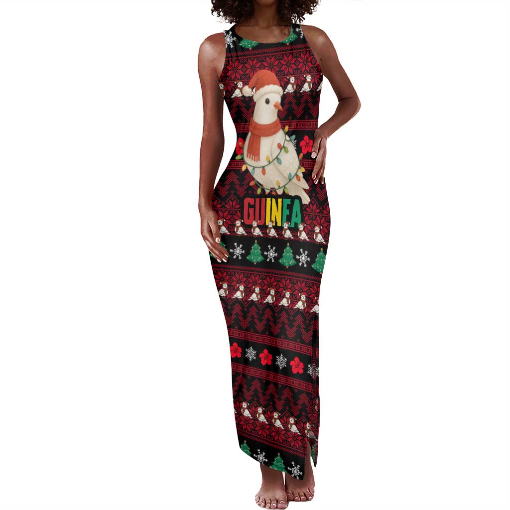 Guinea Christmas Tank Maxi Dress Festive Dove String Lights and Red Black Holiday - African Pride