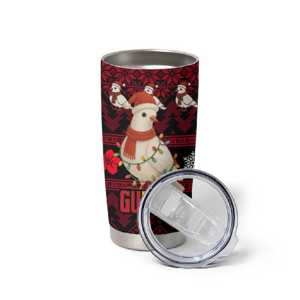Guinea Christmas Tumbler Cup Festive Dove String Lights and Red Black Holiday - African Pride