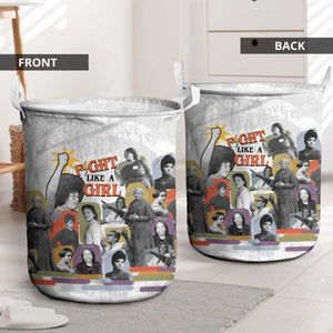 Black History Fight Like A Girl Laundry Basket African Feminist Icons and Bold Retro Art Style - African Pride