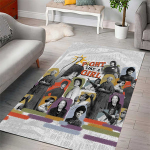 Black History Fight Like A Girl Area Rug African Feminist Icons and Bold Retro Art Style - African Pride
