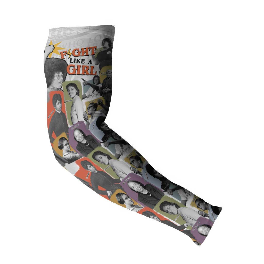 Black History Fight Like A Girl Arm Sleeves African Feminist Icons and Bold Retro Art Style - African Pride